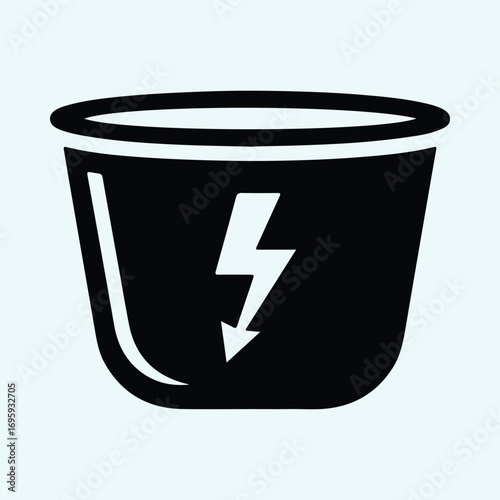 Silhouette planter pot with energy bolt symbol vector illustrator