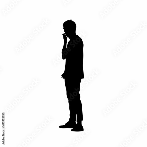 Man covering nose from factory smoke pollution awareness concept