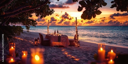 A romantic beachside restaurant with stunning sunset views  