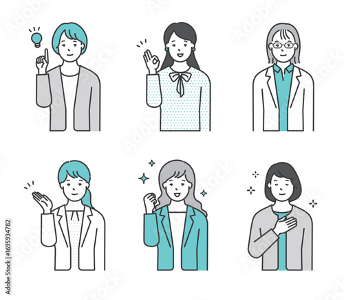 笑顔でポーズをとる女性ビジネスパーソン