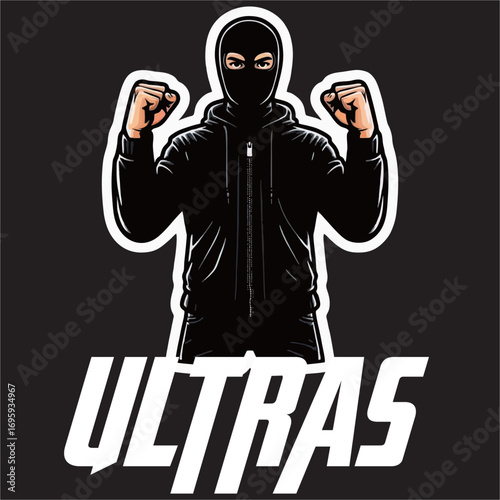 A vector illustration drawing of football fans ultras hooligans 