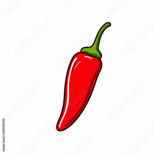 Vector red chili pepper with glossy look. Perfect for spicy food branding, restaurant menus, condiment packaging, and hot flavor icons.