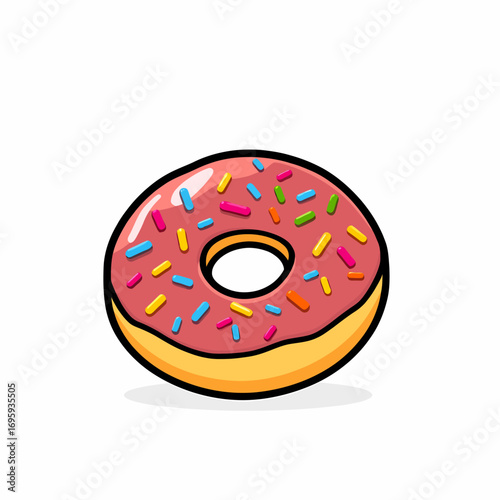 Vector icon of a donut with colorful sprinkles.