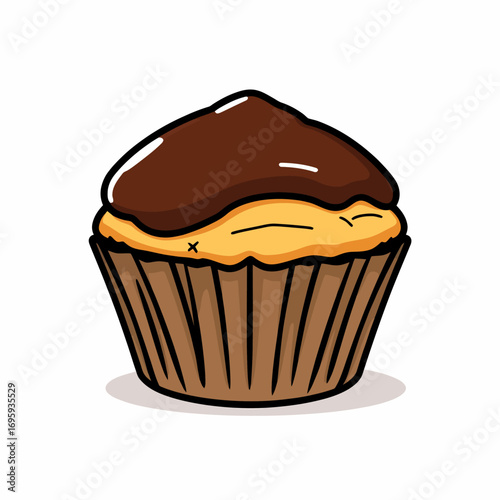 Vector icon of a freshly baked muffin with a rich top texture.
