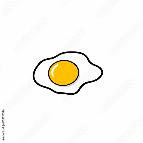 Vector icon of a fried egg sunny side up with a bright yellow yolk.