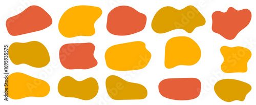 Beige brown autumn organic natural blob blot irregular form shape. Wavy speech curvy bubbles for text