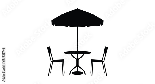 a cozy outdoor seating area with umbrella table and chairs