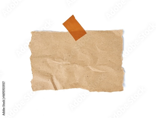 Blank brown torn note paper isolated on white background
