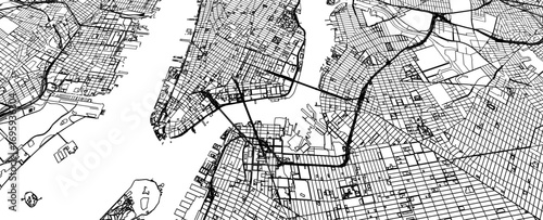 Detailed Black and White Vector Map of New York City