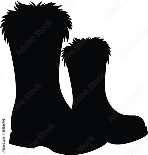 Furry boots vector silhouette