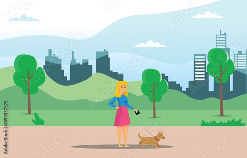 Illustration Young people doing physical activity outdoors at the park, they are running, cycling and bring the dog, healthy lifestyle  Suitable for Diagrams, Infographics, And Other Graphic Asset