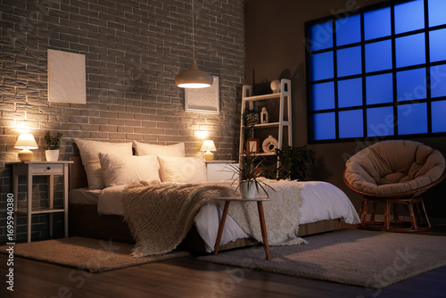 Interior of bedroom with co...
