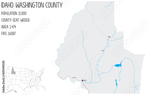 Large and detailed map of Washington County in Idaho, USA.