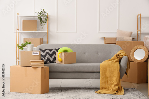 Cardboard boxes with things...