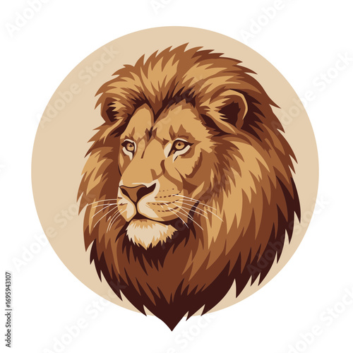 Regal Lion Head with Golden Mane Portrait
