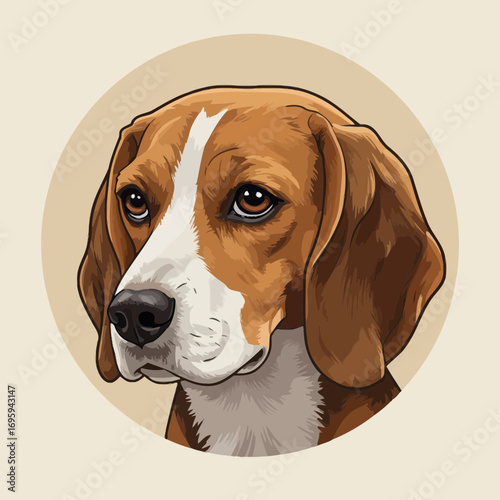 Sweet-Eyed Beagle Dog Head Portrait Illustration