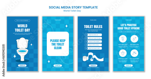 World Toilet Day Social Media Stories Illustration in Flat Cartoon Hand Drawn Style Templates