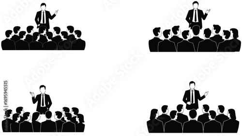 Public speaking silhouette of man giving speech to audience