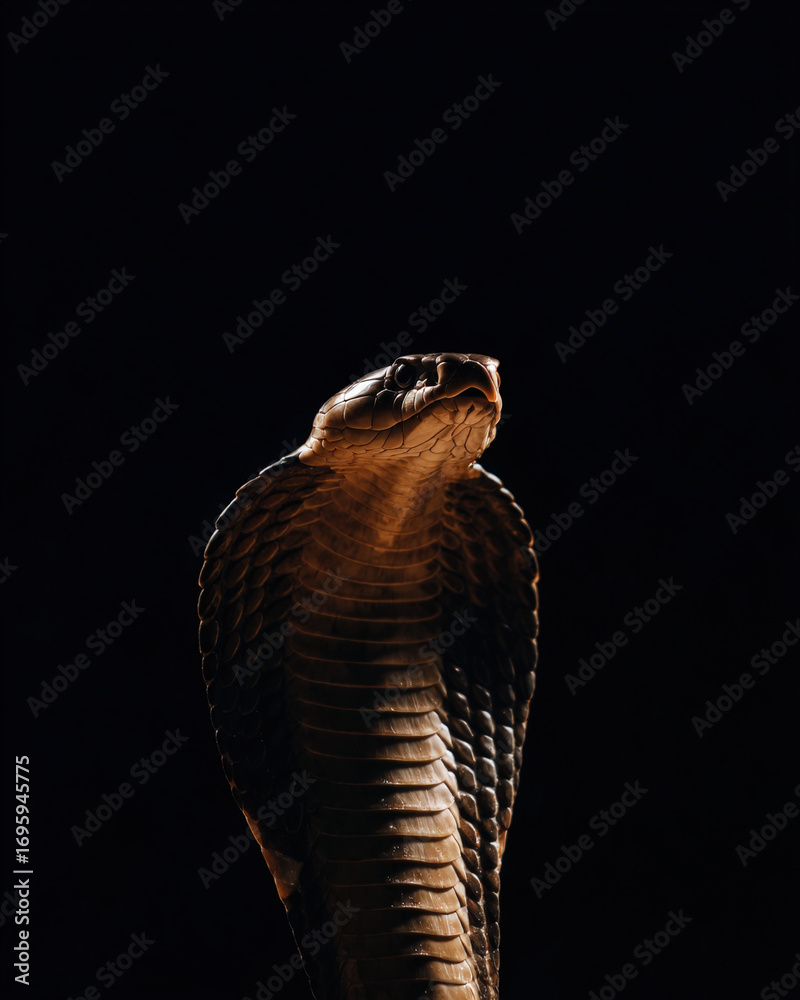 Fototapeta premium Cobra Raising Hood Dramatic Light