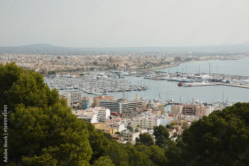 Obraz premium A view from Castell de Bellver, a castle in Palma de Mallorca, Spain