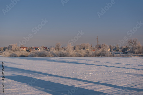 PICTURESQUE WINTER LANDSCAPE - Snow on the fields and frost on the trees