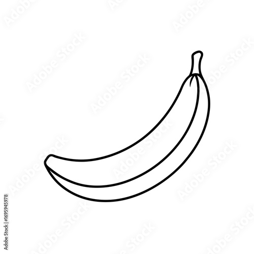Outline drawing of a single banana fruit on transparent background