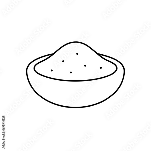 Outline drawing of a bowl with granules on transparent background