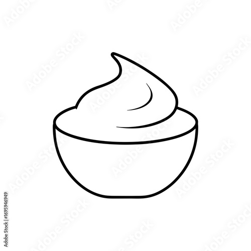 Bowl of whipped cream dessert illustration on transparent background
