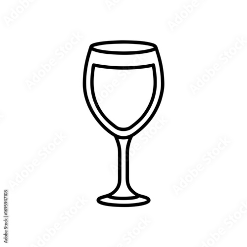 Outline drawing of a filled wine glass on transparent background