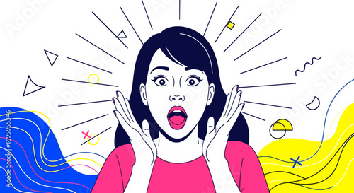 Astonished woman reacting with shock and surprise showing genuine exaggerated astonishment and disbelief