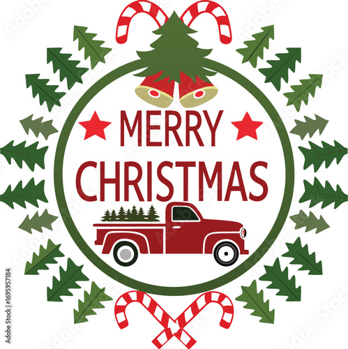 merry christmas decorated car with christmas tree mistletoe branche