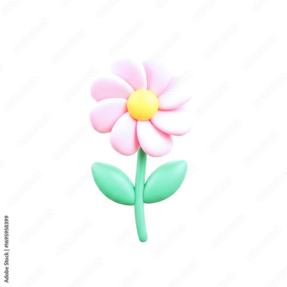 Naklejka premium adorable 3d pastel flower spring bloom, joyful design element for cute projects, isolated on transparent background