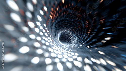 Wallpaper Mural Abstract hyperspace tunnel background with glowing dots, representing a portal to another dimension or time travel concept Torontodigital.ca