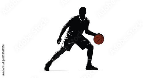 a basketball player silhouette holding ball ready to shoot