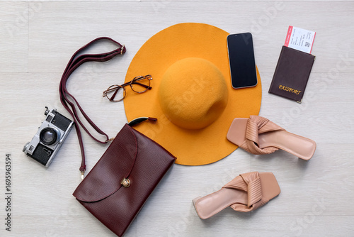 Female traveler's accessori...