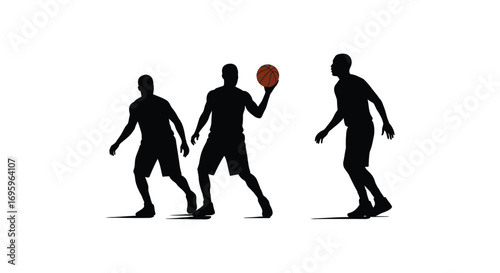 basketball players in action silhouette scene