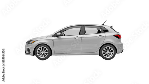grey car isolated on white. side view of white hatchback car isolated on transparent background