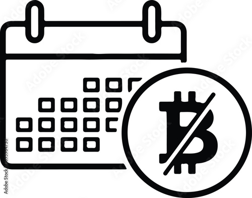 Silhouette Bitcoin ban on calendar vector illustrator