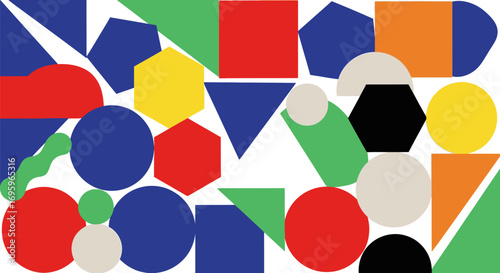 Vibrant geometric shapes in a playful, abstract composition with a modern feel.
