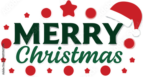 Merry christmas text with christmas clipart merry christmas lettering badge t shirt design