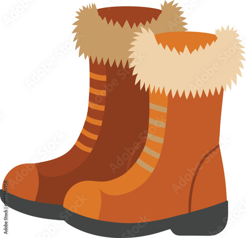 Vector illustration of orange winter boots