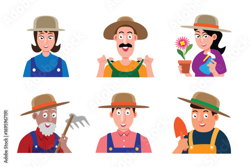 Cartoon Farmer Characters Vector Illustration