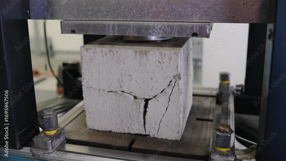 Structral Compression Block Concrete compression test block cracking under hydraulic press ...