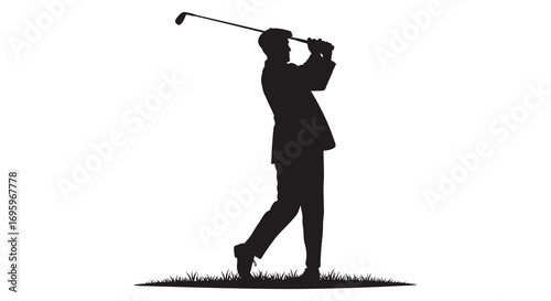 a golfer silhouette practicing swing on grassy field