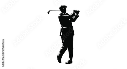 a golfer in silhouette practicing his swing technique