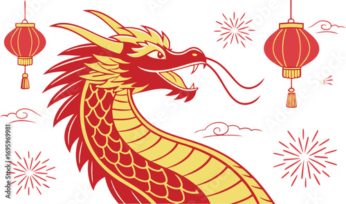 Celebrate Chinese New Year with a stunning dragon design and festive lanterns
