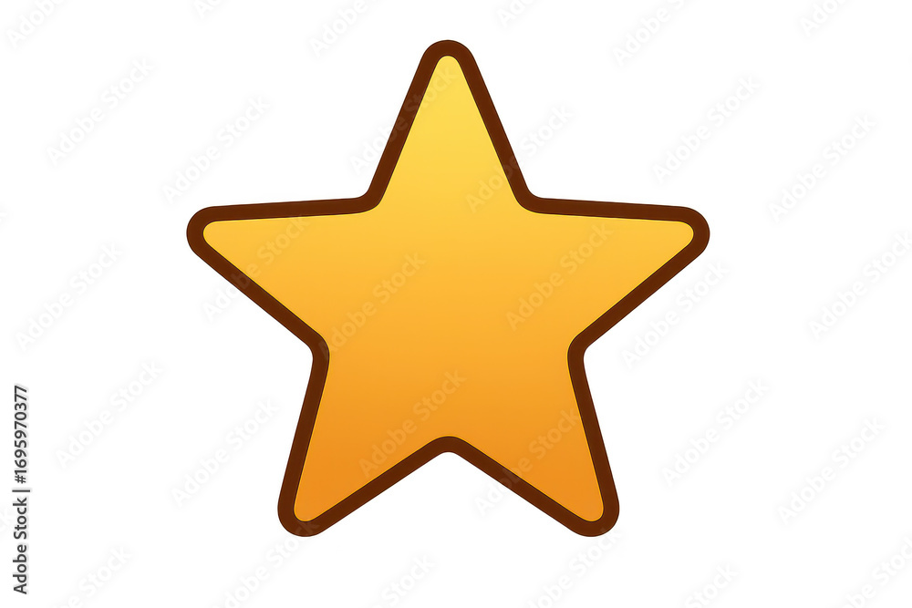 Fototapeta premium Golden yellow star icon isolated on transparent background, perfect for UI design