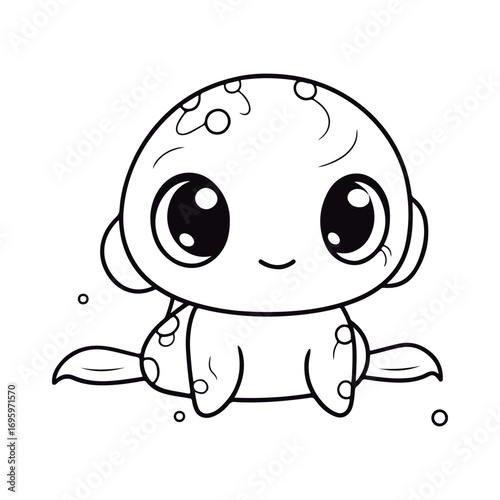 Coloring book for children baby salamander kawai vector illustration isolated on a white background.