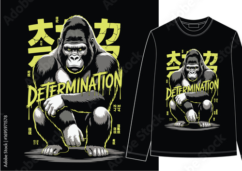 HAND DRAWN STREETWEAR SHIRT GOURILLA JAPANESE