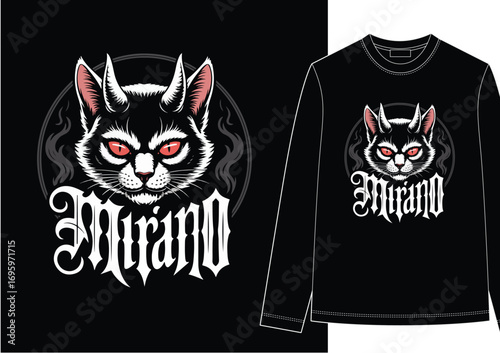 HAND DRAWN STREETWEAR SHIRT CATS BLACK WHITE